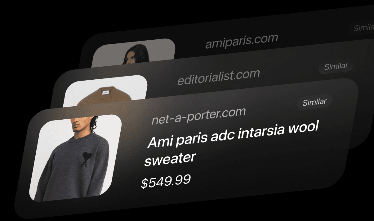 Similar Ami Paris sweaters found at amiparis.com, editorialist.com and net-a-porter.com, each with a price
